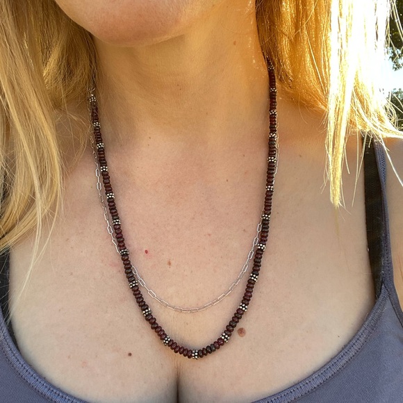 21 Silver 21” Garnet Necklace